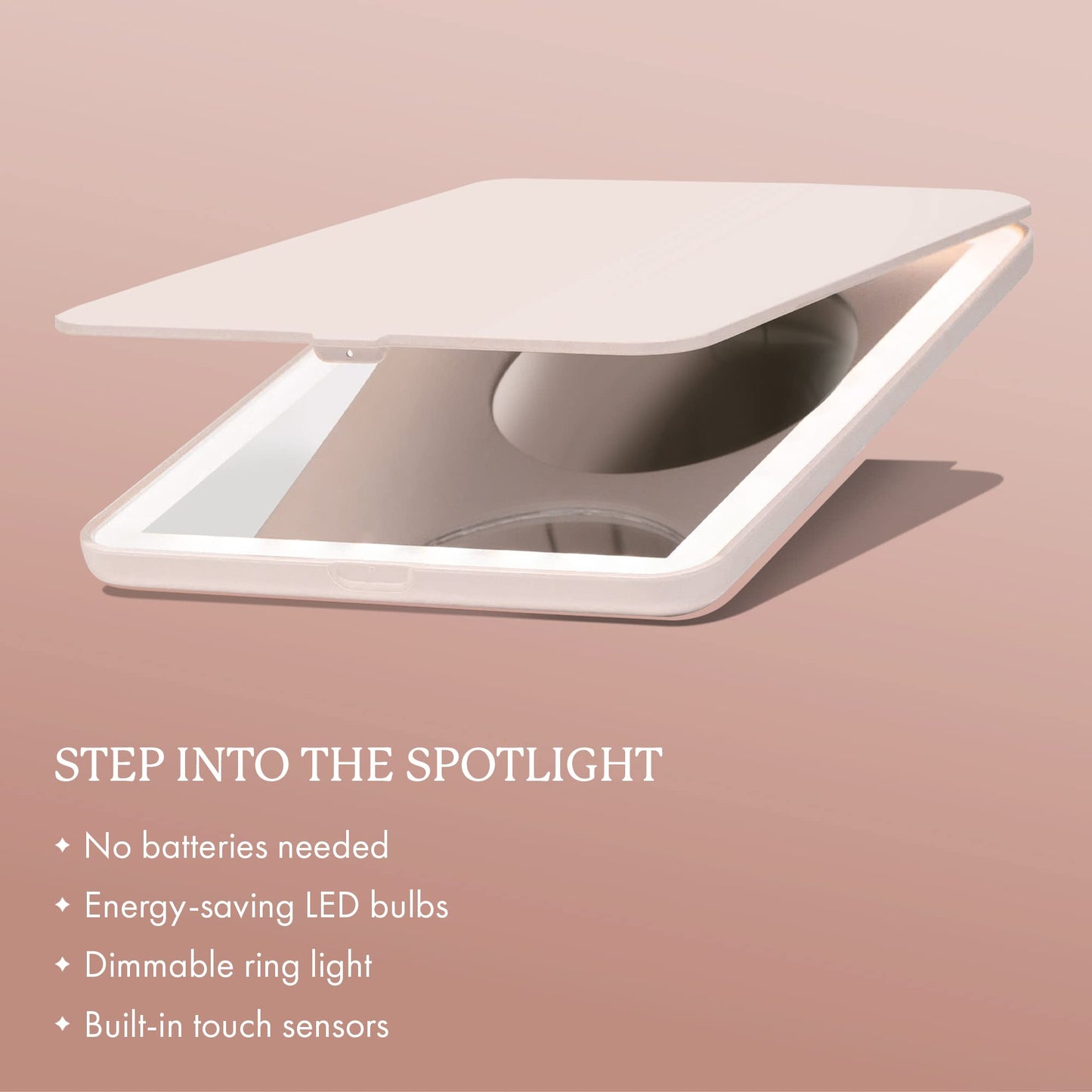 Vanity Planet Handheld Makeup Mirror with Lights, Mini Pose 2.0 (Blush) - Travel LED Mirror with 3X & 5X Magnification - Dimmable Lighting & Micro-USB Beauty & Personal Care Vanity Planet