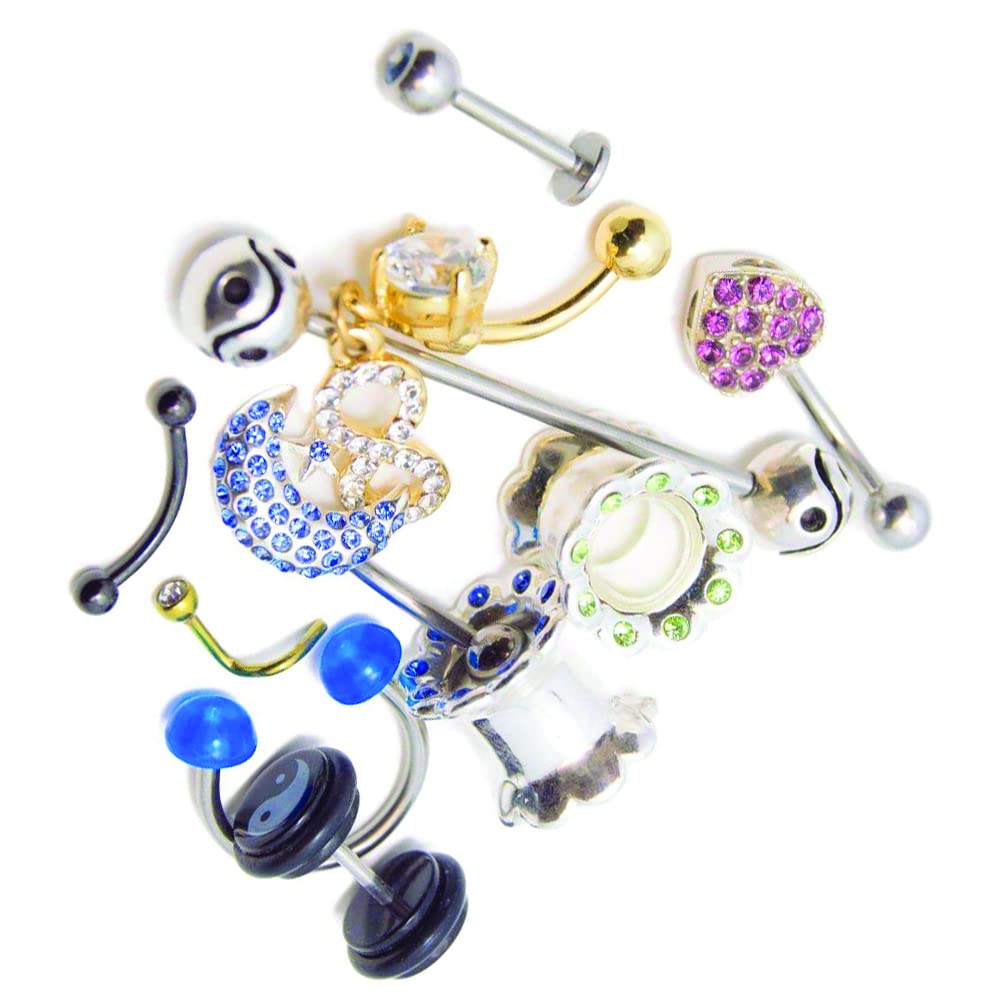 BodyJewelryOnline Randomly Picked Body Jewelry Pack [30 Pieces: Belly/Nose/Nipple/Tongue/Ear/Lip Rings], Mixed Styles/Designs Beauty & Personal Care BodyJewelryOnline