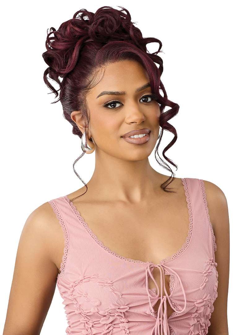 Outre Airtied 360 Flexilace - Human Hair Blend - Hollywood Curls 22" (DRST2/ROSE BROWN)