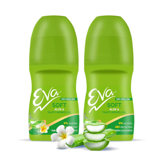 E.V.A. Roll On Deodorant with Aloe & Tahiti Monoi Oil for Women, Alcohol & Aluminum Free, Smooth Underarms, 50 ml, Pack of 2 Beauty and Personal Care Metrey Herbotech