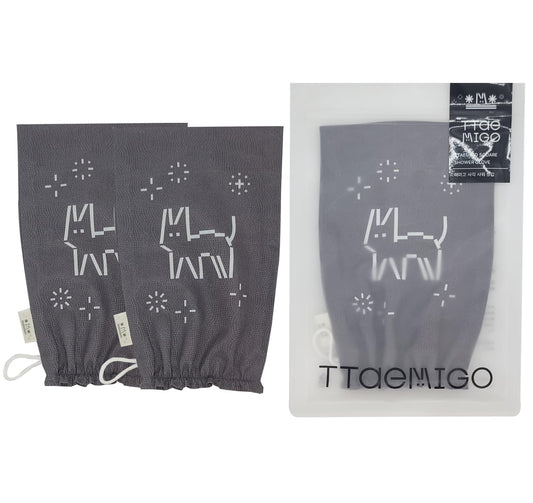 Ttaemigo Black Square Exfoliating Mitt for Body (2pc) - ttaemigo is a premium exfoliating mitt made from the secret exfoliation method of the Korean Beauty and Personal Care ttaemigo