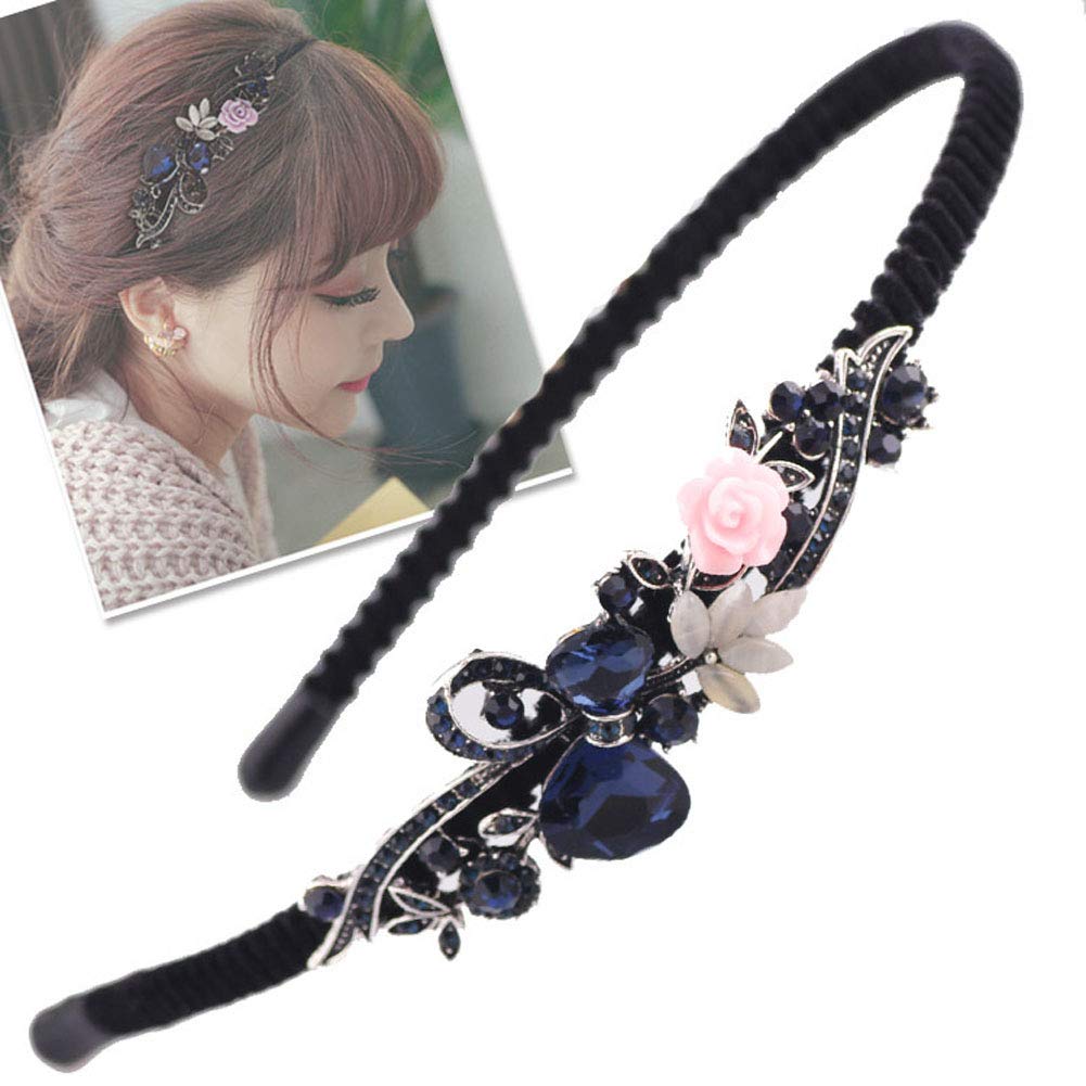 2PCS Women Lady Crystal Headband With Flower Beaded Metal Hard Headpiece Beauty & Personal Care Suoirblss