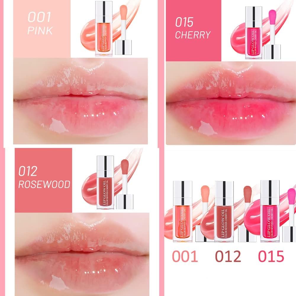 3-in-1 Plumping & Hydrating Lip Oil Gloss - Tinted, Long Lasting, Natural Lip Plumper (01+12+15) Beauty & Personal Care YCNASSS
