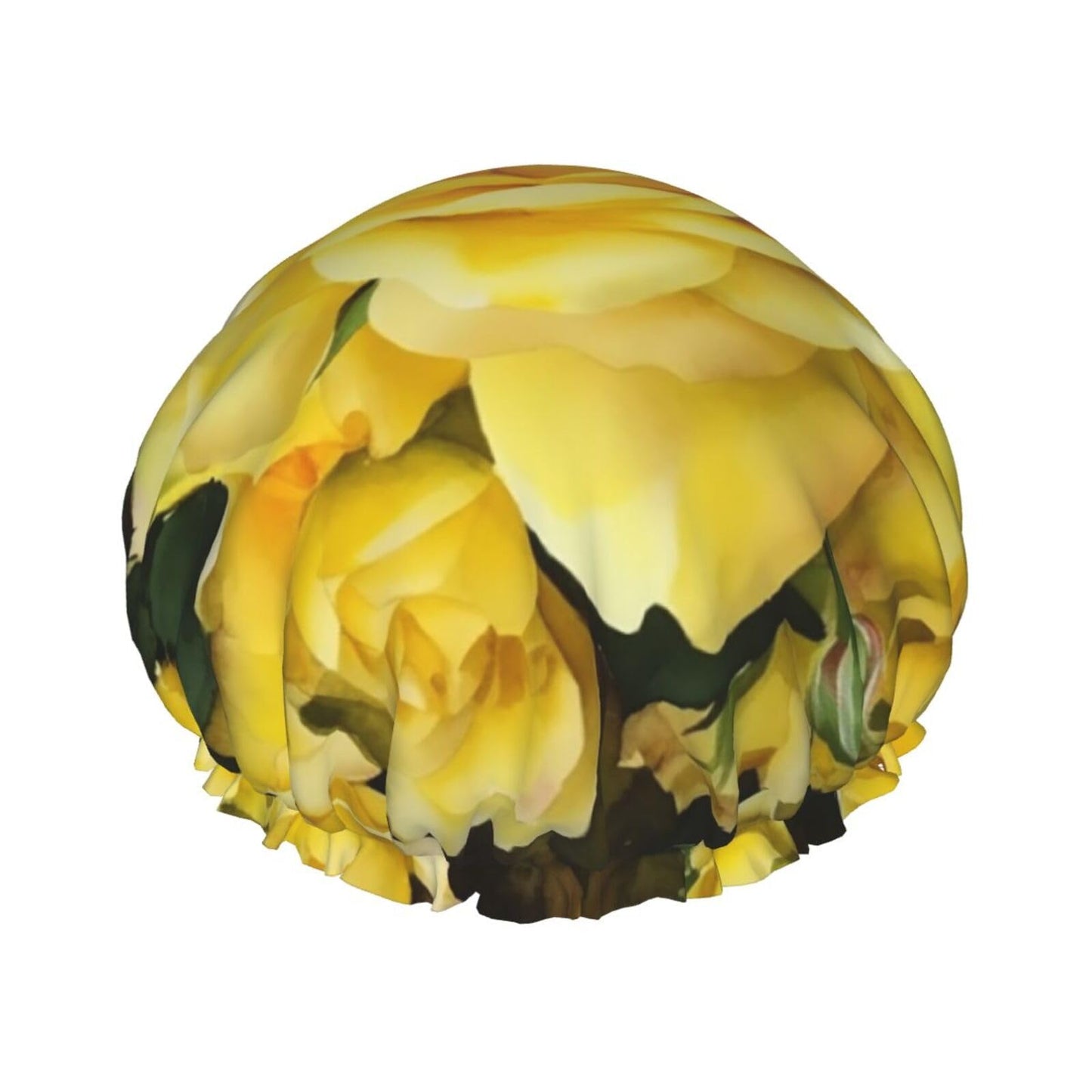 Yellow Rose Shower Cap for Women Men Large Reusable Shower Bonnet Double-Layer Waterproof Bath Caps Elastic Band Hair Hat for All Hairstyles Beauty and Personal Care BWLHJKE