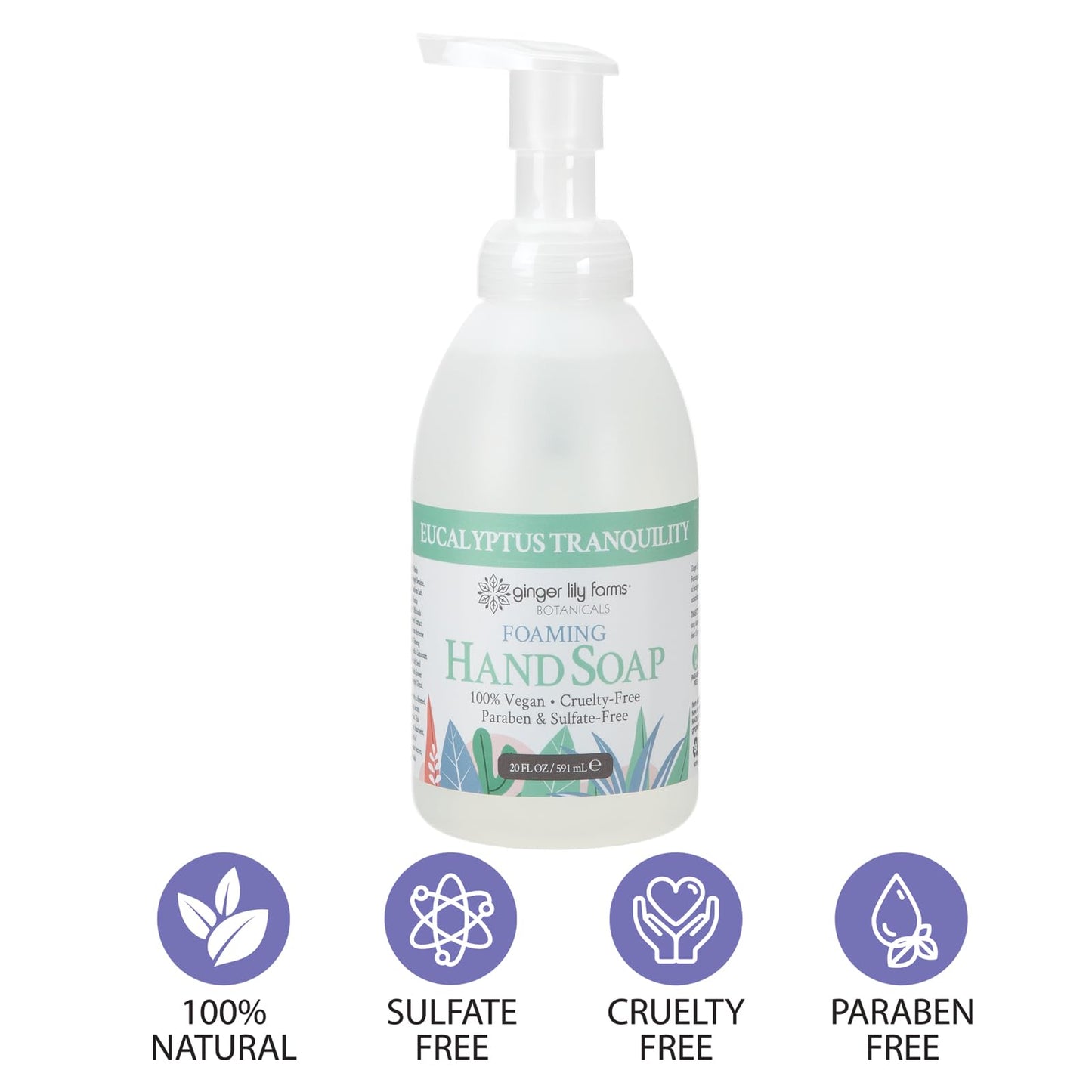 Ginger Lily Farms Botanicals All-Purpose Foaming Hand Soap Refill, 100% Vegan & Cruelty-Free, Eucalyptus Tranquility Scent, 20 Fl Oz (Pack of 1) Beauty & Personal Care Ginger Lily Farms