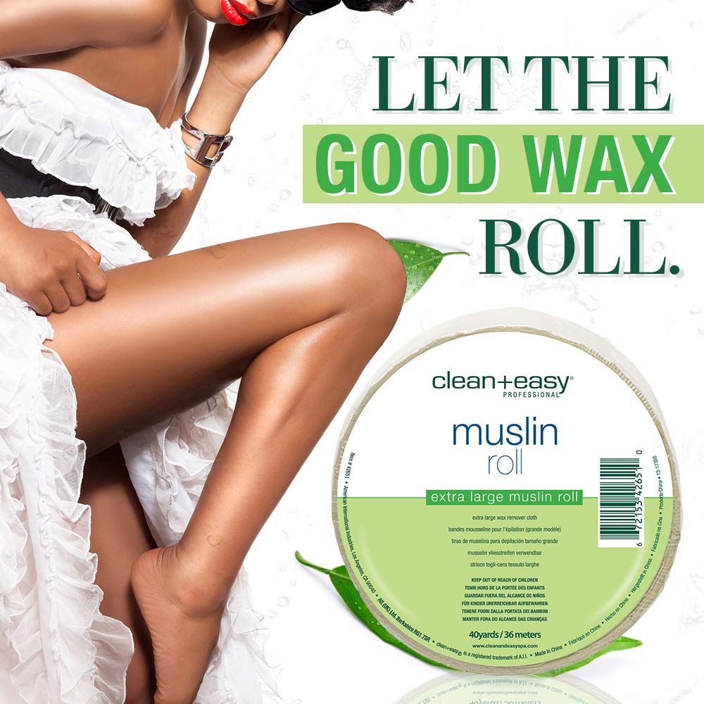 Clean + Easy Muslin Wax Strips - Extra Large Wax Strip Roll for Full Body & Facial Hair Removal, 3.5" x 40 Yards Beauty & Personal Care Clean + Easy