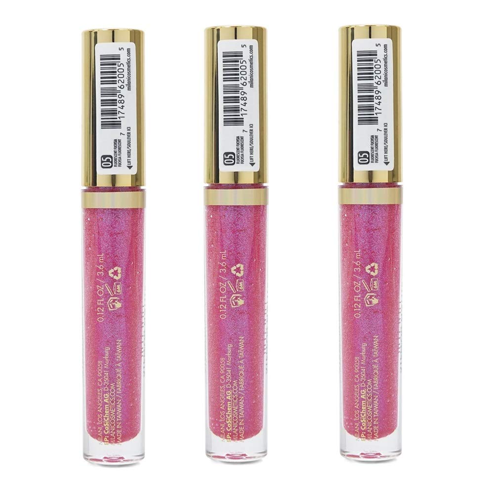 Pack of 3 Milani Stellar Lights Holographic Lip Gloss, Fluorescent Fuchsia 05 Beauty & Personal Care Milani