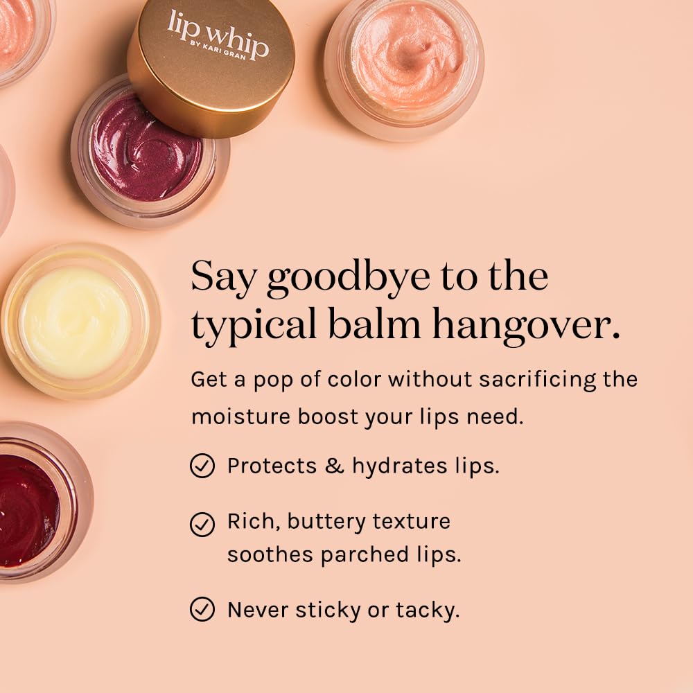 Kari Gran Lip Whip - Moisturizing Lip Balm with Organic Oils - Clear Glossy Sheen + Peppermint - Rich Buttery Texture, Hydrates & Protects - Non-GMO Beauty and Personal Care Kari Gran