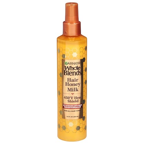 Garnier Whole Blends Hair Honey Milk 450F Heat Protectant Spray, Heat Protectant for All Hair Types With Up To 100 HRs of Frizz Control, 8.5 Fl Oz Beauty & Personal Care Garnier