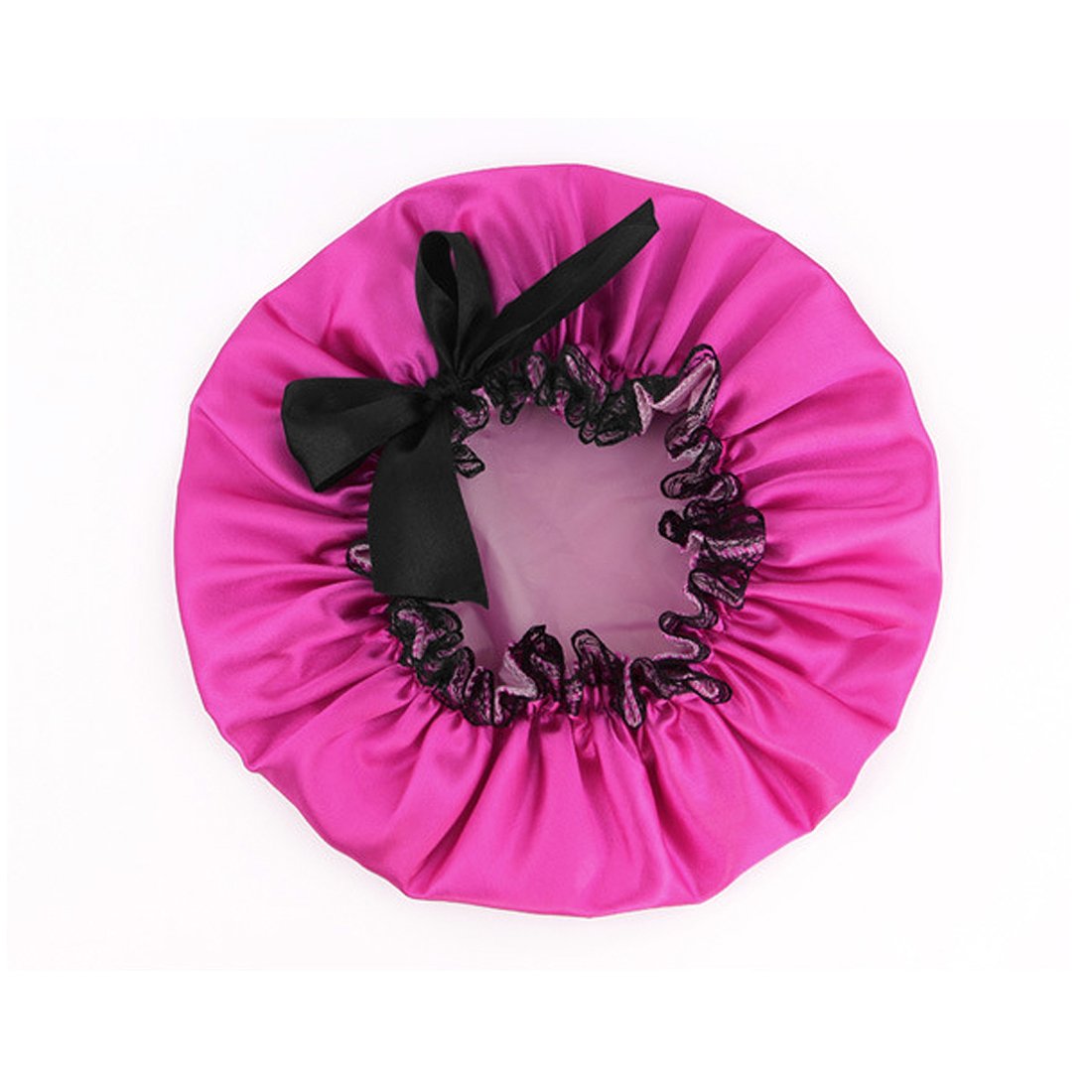 Ruilogod Rose Red Polyester PEVA Dual Layers Bow Lace Waterproof Bath Hair Cap Hat (id: f7b a07 f79 4ec 016 Beauty and Personal Care Ruilogod
