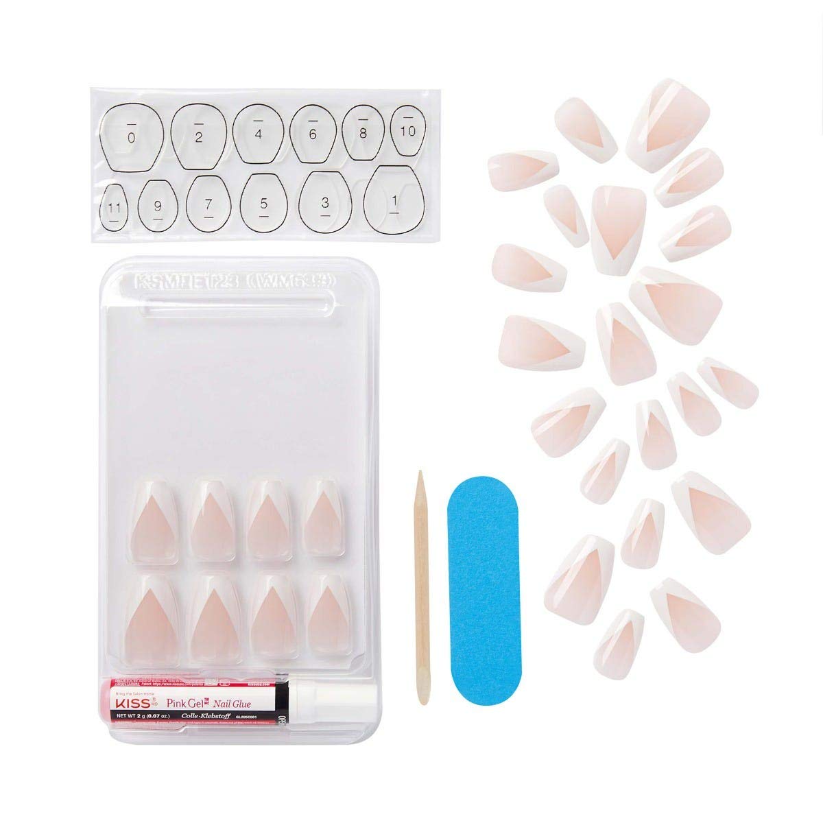 KISS Classy French Nail Manicure Kit with Gel Finish, Medium, Coffin Shaped, “Silk Dress”, Gel Nail Kit Includes Pink Nail Glue (Net Wt. 2 g Beauty & Personal Care KISS
