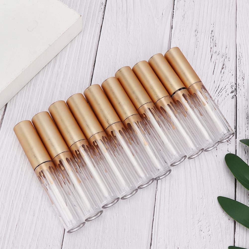 10 pcs Empty Lip Gloss Tubes, Transparent and Glod Plastic Lip Gloss Tube Containers DIY Lipstick Balm Travel Makeup Transparent Bottle With Matte Beauty & Personal Care Rotekt1740