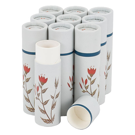 NICENEEDED 10 PCS Empty Paperboard Lip Balm Tubes, 10ml Refillable Paper Lipstick Tube, Flower Design Cardboard Lip Gloss Container Perfume Tube Beauty and Personal Care NICENEEDED