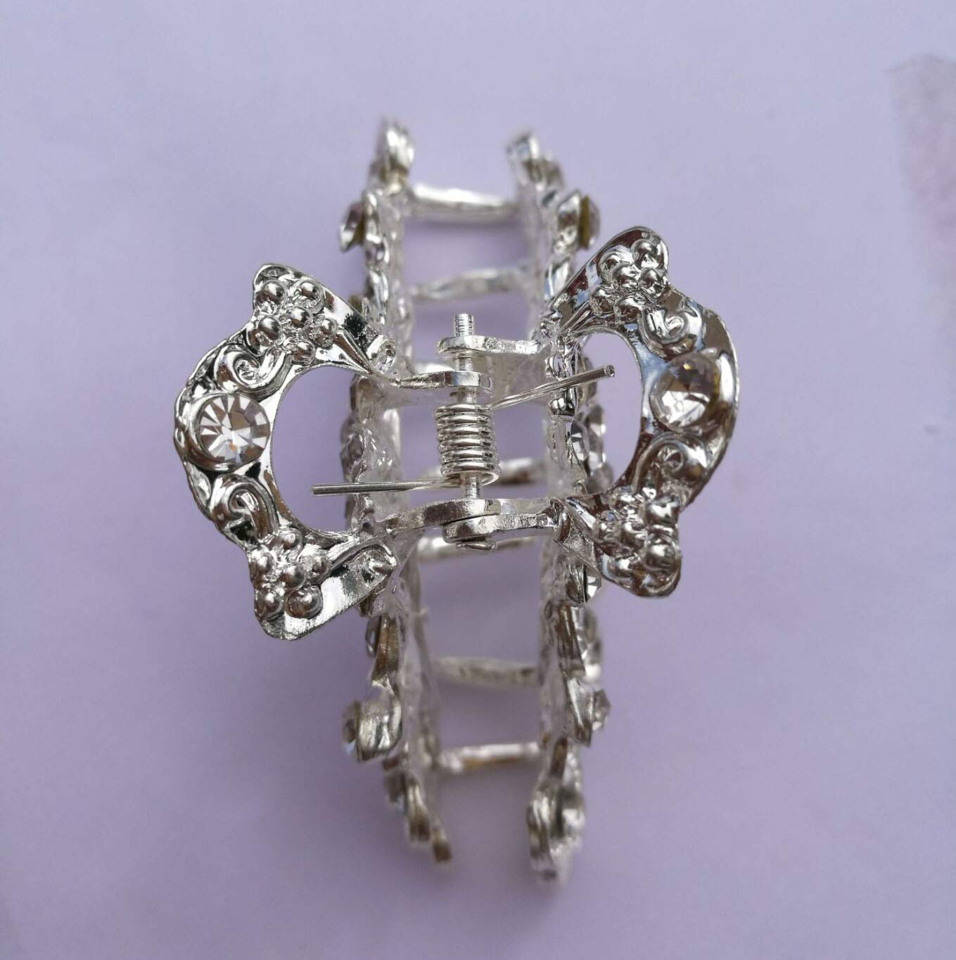 Numblartd Vintage Silver Chic Alloy Fancy Hair Claw Jaw Clips Pins with White Rhinestone - Fashion Retro Hair Catch Hair Updo Grip Hair Accessories Beauty & Personal Care Numblartd