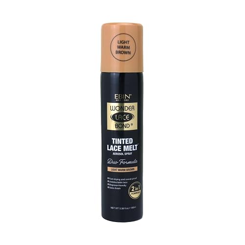 EBIN NEW YORK Wonder Lace Bond Tinted Lace Melt Aerosol Spray - Light Warm Brown 3.38oz/ 100ml - Quick Dry No Transfer Formula, Humid Resistant Beauty & Personal Care EBIN NEW YORK