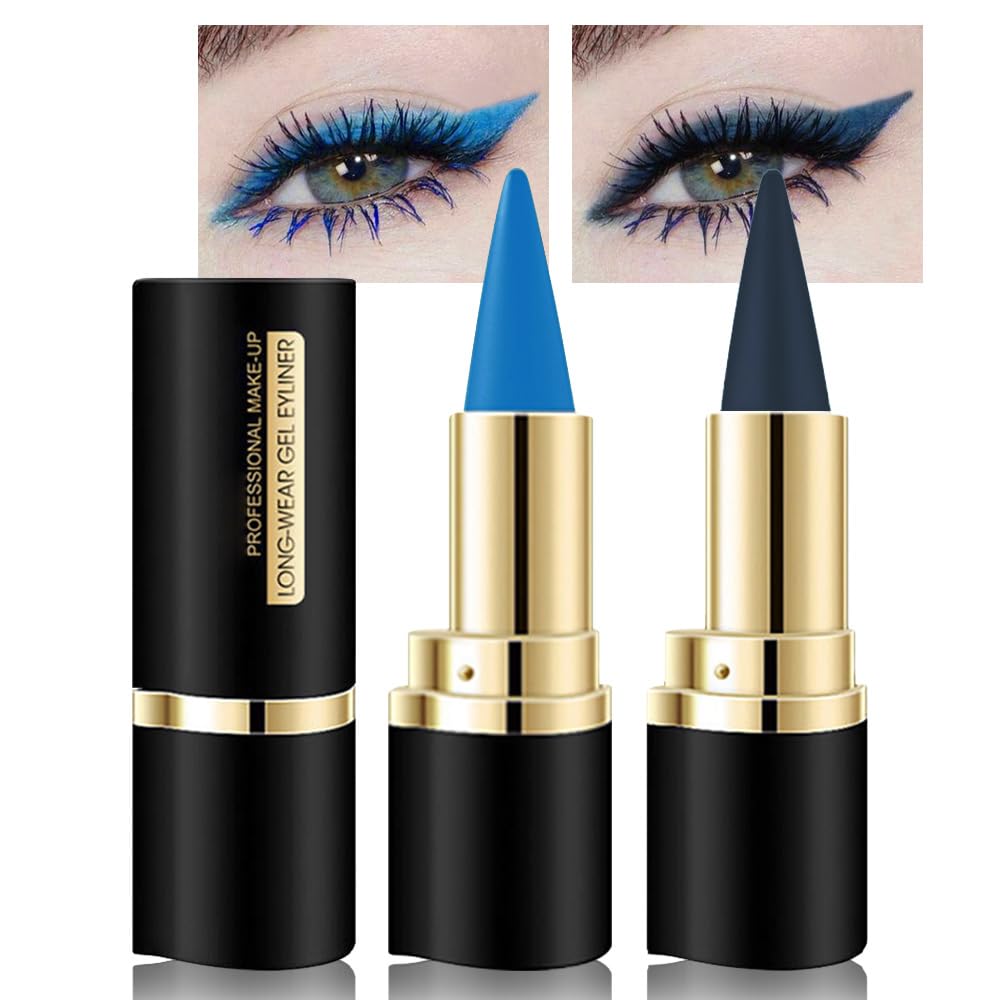 Kaely 2Pcs Light Dark Blue Gel Eyeliner Pencils Set,Waterproof Color Colored Eye Liner Crayon,Cat Eye Stencil Gothic Halloween Makeup,Face Paint Eye Beauty and Personal Care Kaely Default Title