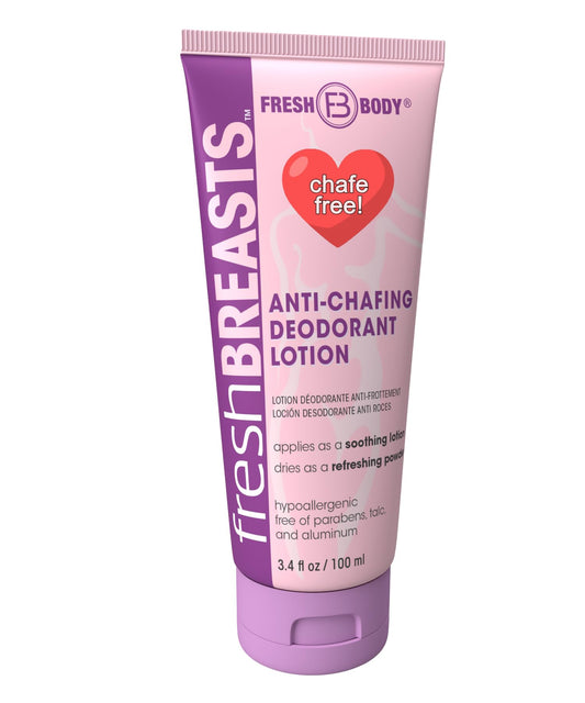 Fresh BREASTS Anti Chafe Cream Lotion to Powder, 3.4oz - Chafing Deodorant for Women, Inner Thighs & Areas that Sweat, No Talc, Aluminum or Added Beauty & Personal Care Fresh Body FB