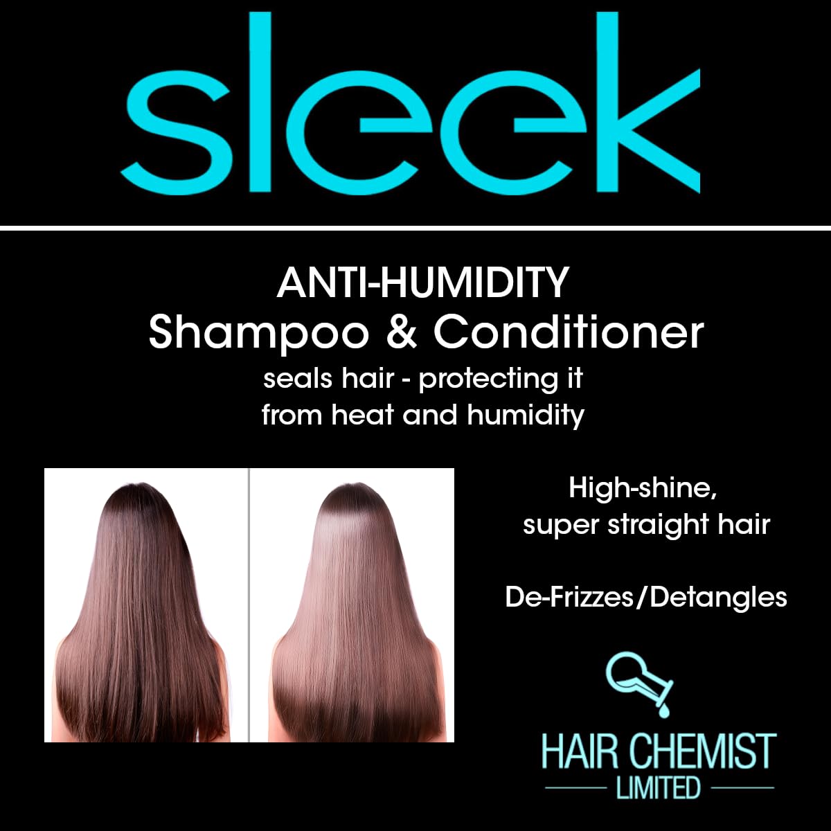 Hair Chemist Sleek Anti-Humidity Shampoo 8oz, Conditioner 8oz & Shine Coat 8oz 3-PC SET - Frizzy Hair Shampoo and Anti-Frizz Treatment Collection Beauty & Personal Care Hair Chemist