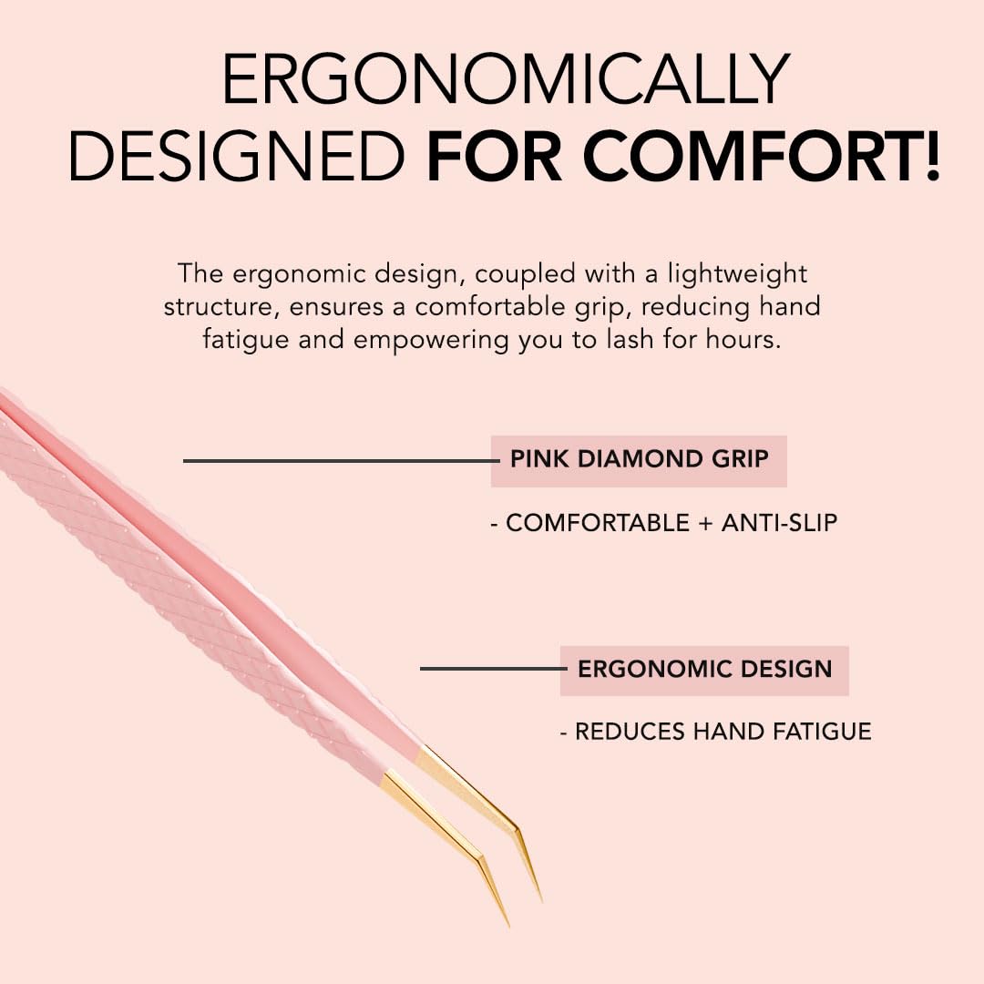 KIARA SKY LASH Tweezer for Eyelash Extensions - Precision Fiber Tip Grip - Volume, Mega Volume, and Lash Removal Fills - Comfortable Ergonomic Design Beauty and Personal Care KIARA SKY