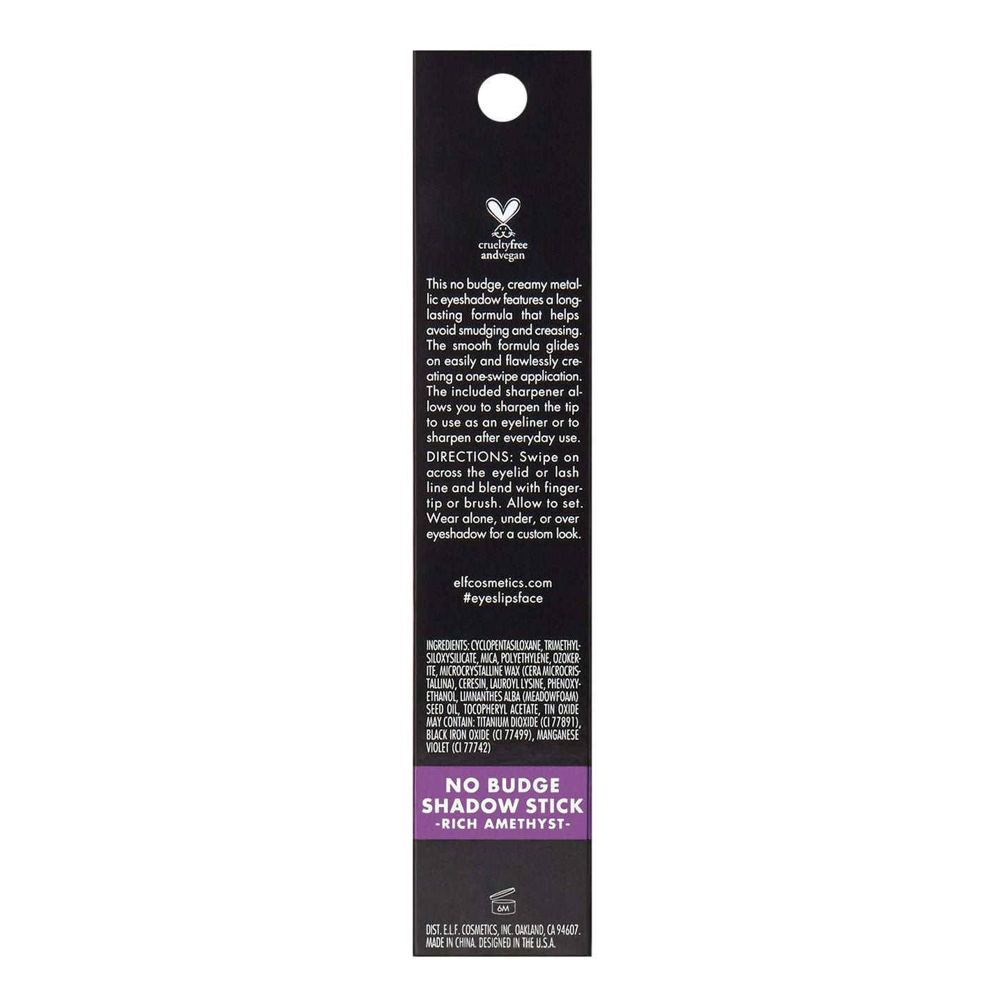 e.l.f. No Budge Shadow Stick, Longwear, Smudge-Proof Eyeshadow, Twist-up Design & Built-in Sharpener, Vegan & Cruelty-Free, Rich Amethyst Beauty & Personal Care e.l.f.