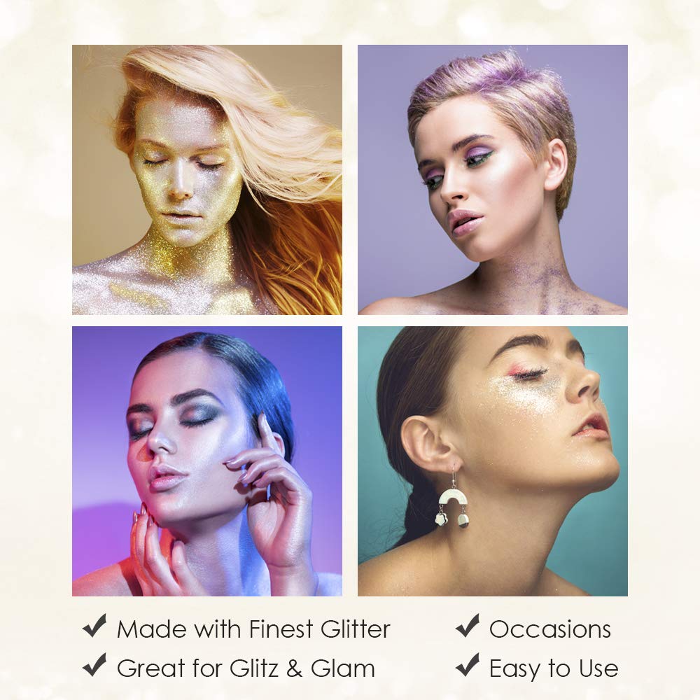 Jerome Russell Temporary Hair and Body Glitter Color Spray, Travel Spray, Lightweight, Adds Sparkly Shimmery Glow, Perfect to use On Hair, Skin, or Beauty & Personal Care Jerome Russell