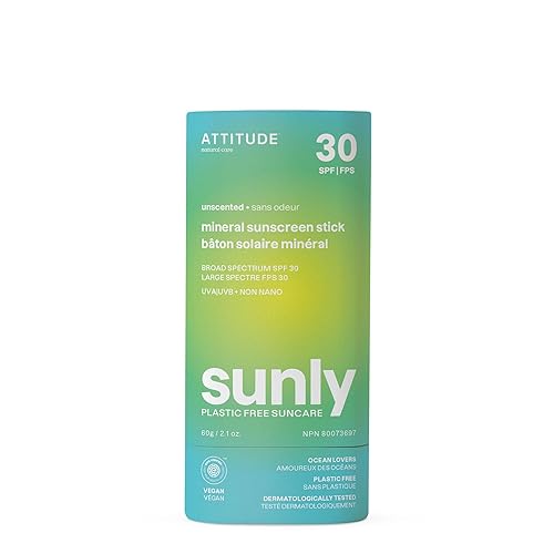ATTITUDE Mineral Sunscreen Stick with Zinc Oxide, SPF 30, EWG Verified, Plastic-Free, Broad Spectrum UVA/UVB Protection, Dermatologically Tested Beauty & Personal Care ATTITUDE