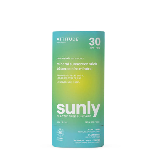 ATTITUDE Mineral Sunscreen Stick with Zinc Oxide, SPF 30, EWG Verified, Plastic-Free, Broad Spectrum UVA/UVB Protection, Dermatologically Tested Beauty & Personal Care ATTITUDE