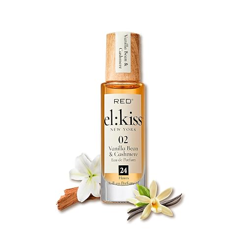 EL:KISS Roll On Perfume, Vanilla Bean & Cashmere Eau de Parfum 12mL (.40 Fl Oz), Hydrating & Long-Lasting, Alcohol-Free & Mineral Oil-Free, Infused Beauty & Personal Care EL:KISS