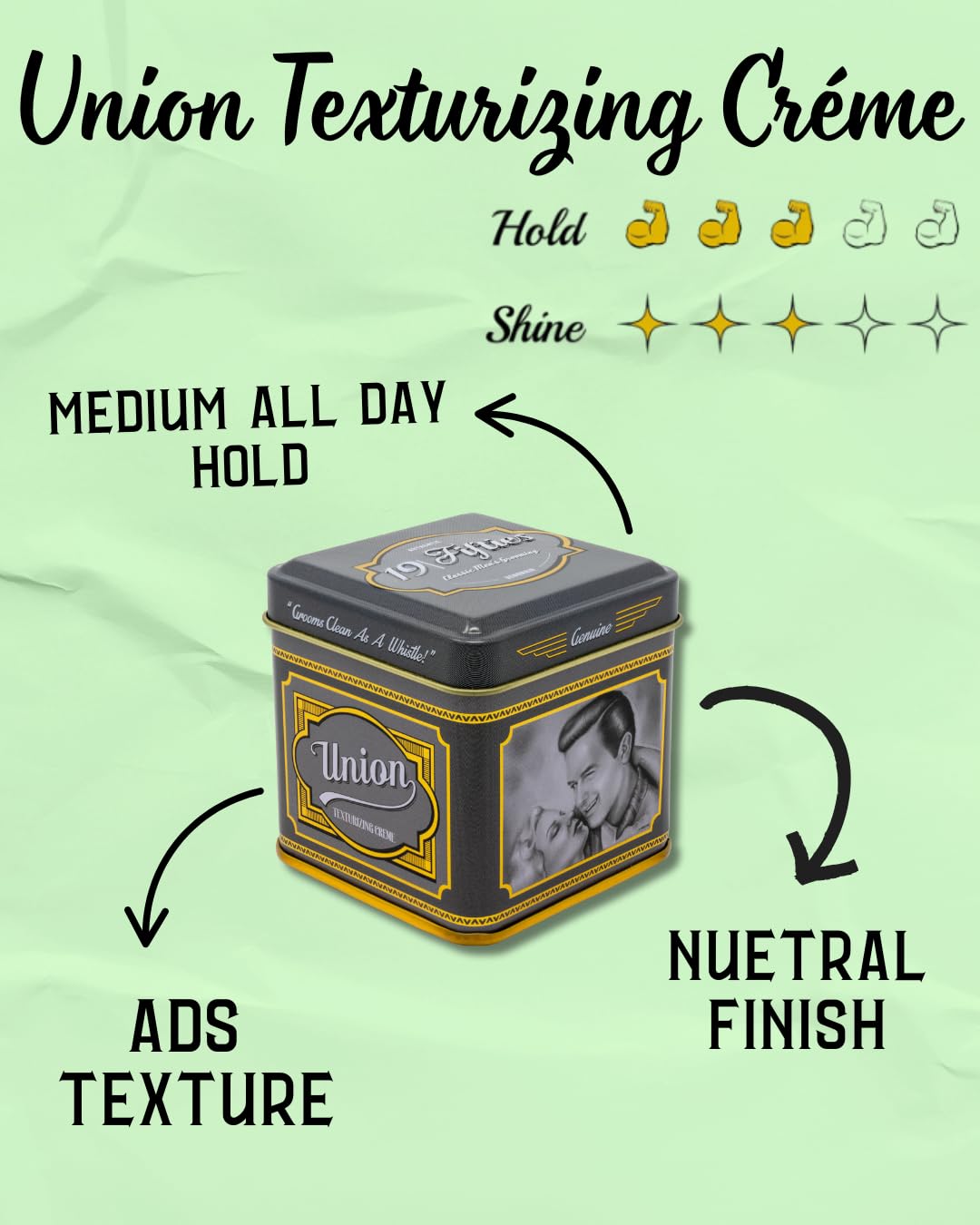 Styling Creme For Men - 4oz Beautifully Crafted Tin | All Day Textured Hold, Easily Washes Out With Water, Neutral Shine & Amazing Scent - Extremely Beauty & Personal Care 19Fifties