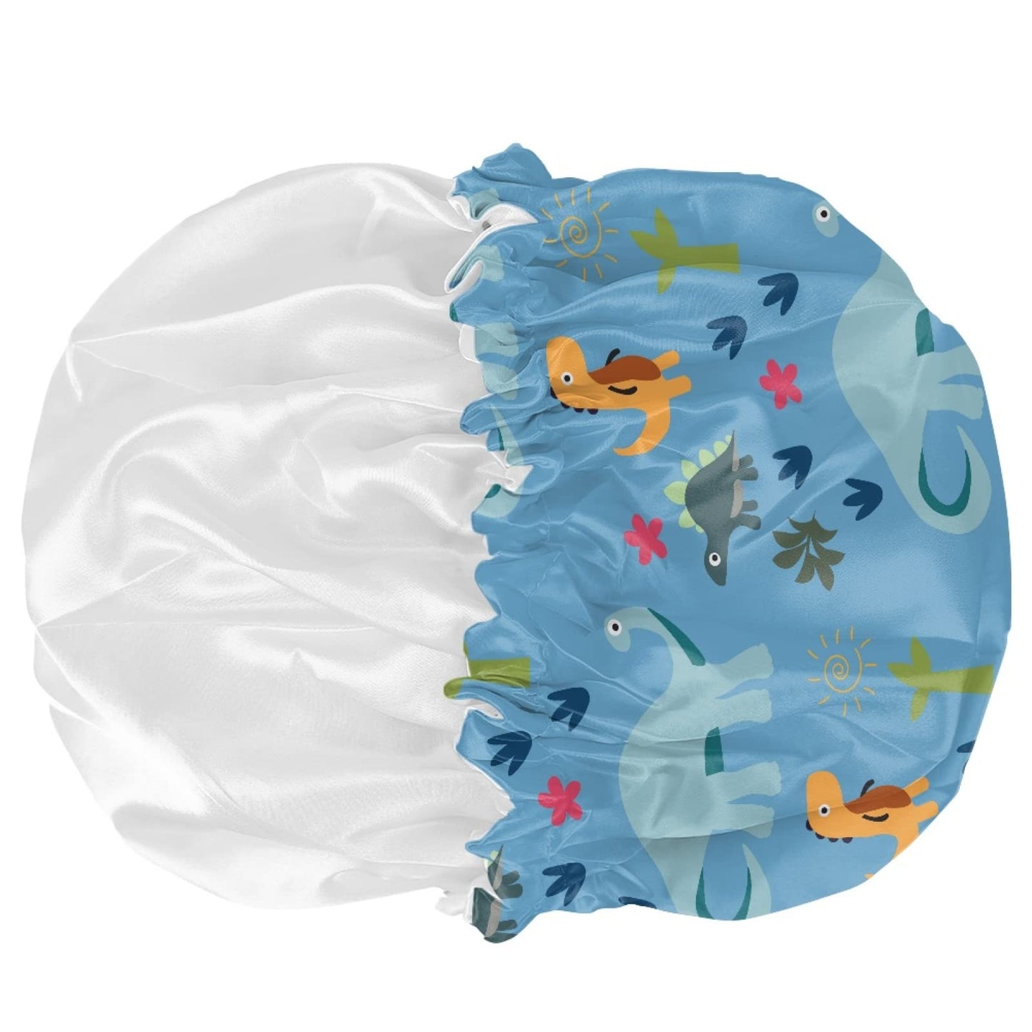 Babrukda Dinosaur Blue Print Kids Satin Sleep Cap, Elastic Adjustable Band Hat Night Sleeping Head Cover for Hair Stylish Satin Bonnet Breathable Beauty and Personal Care Babrukda