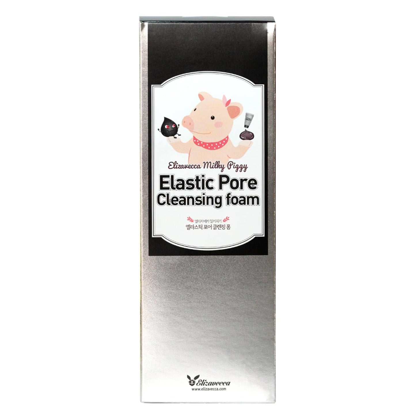 Elizavecca Milky Piggy Elastic Pore Charcoal 5% Cleansing Foam 120ml | black mask face pack | charcoal cleansing | wash off face wash | Not Tested on Beauty & Personal Care Elizavecca