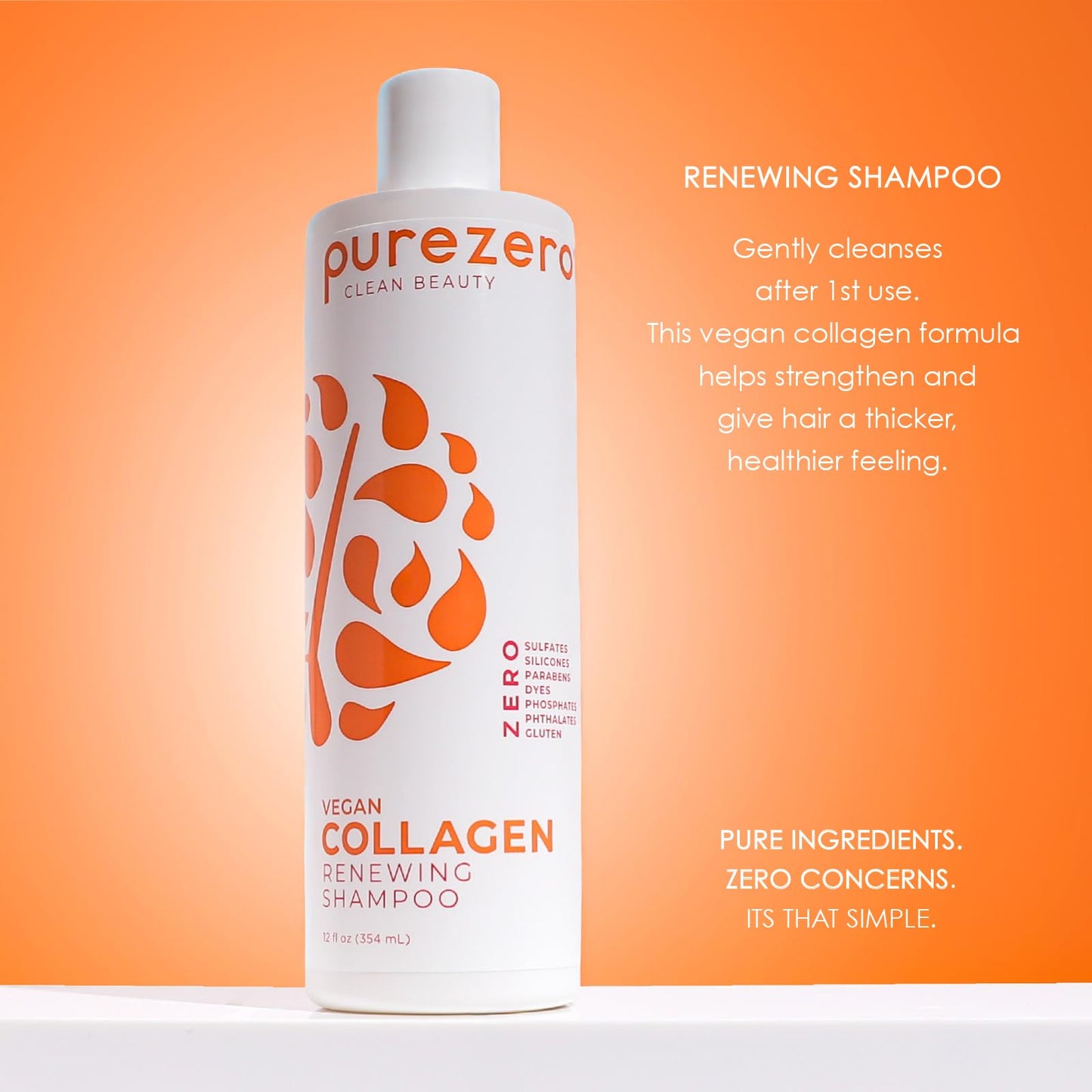 Purezero Collagen Silicone Free Shampoo & Conditioner Set - Strengthening & Hydrating - Duo for Dry or Damaged Hair - Plant-Based Collagen Beauty & Personal Care Purezero