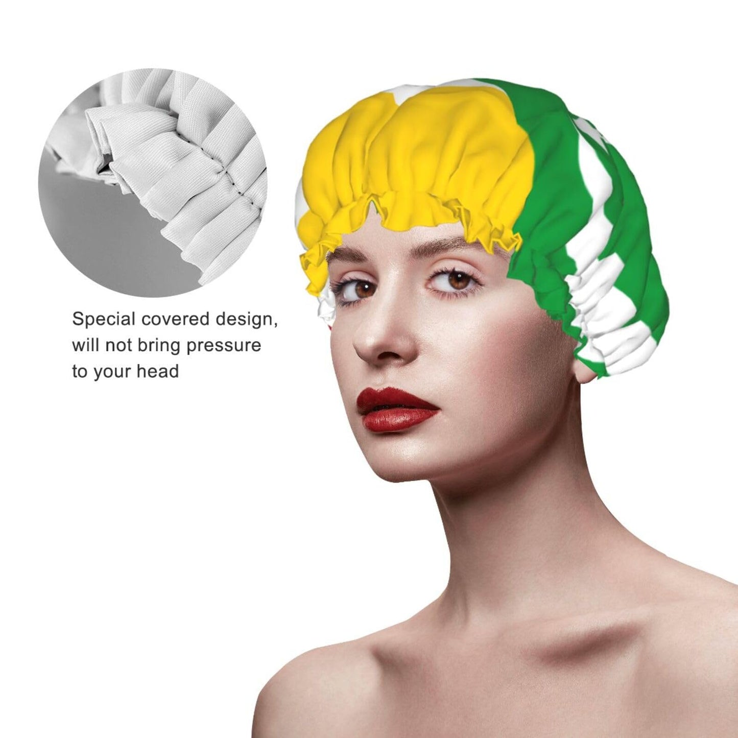Comoros Flag Prints Shower Cap Double Layer Lined Waterproof Bathing Shower Hat Beauty and Personal Care Hayyett
