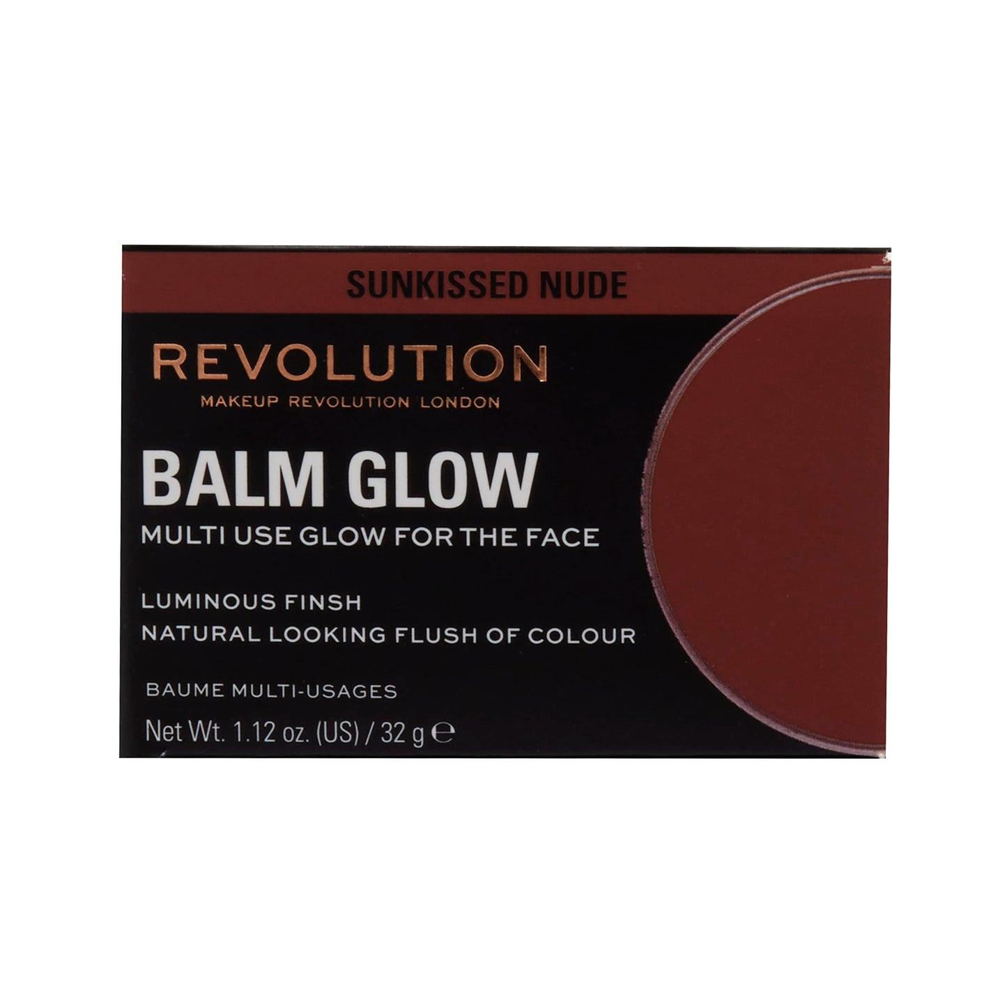 Revolution, Balm Glow, Multi-Use Cream Balm, Dewy Natural Finish for Cheeks, Lips & Lids, Sheer Color, Sunkissed Nude, Vegan & Cruelty-Free, 1.12 oz Beauty and Personal Care Revolution Beauty London