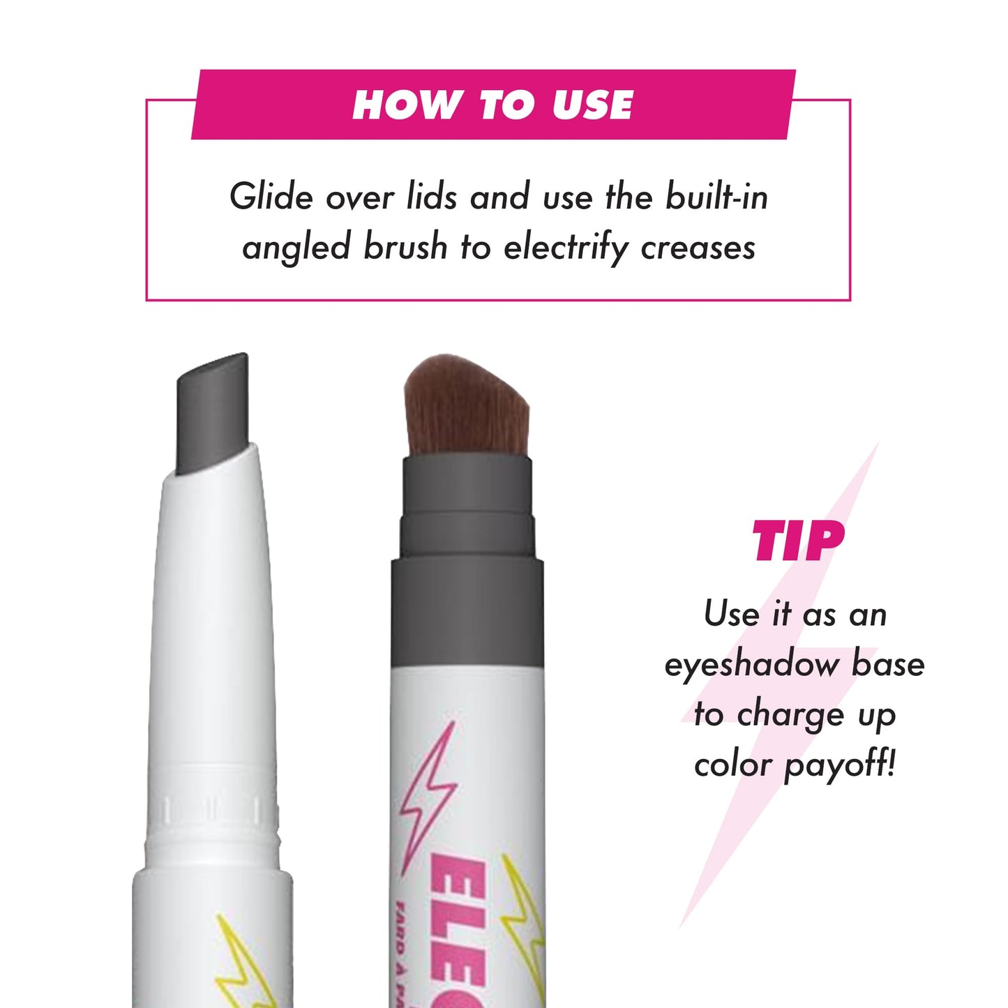 Lime Crime Electric Slide Eyeshadow & Brush Stick, G2G (Metallic Black) - Lightweight 2-in-1 Eyeshadow Smudge Stick with Angled Brush for Long Lasting Beauty & Personal Care Lime Crime
