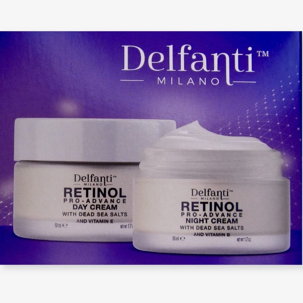 Delfanti-Milano • RETINOL PRO-ADVANCE • Anti-Aging DUO pack • Day + Night Creams • Face and Neck Moisturizers with Dead Sea Minerals and Vitamins E Beauty & Personal Care Delfanti-Milano