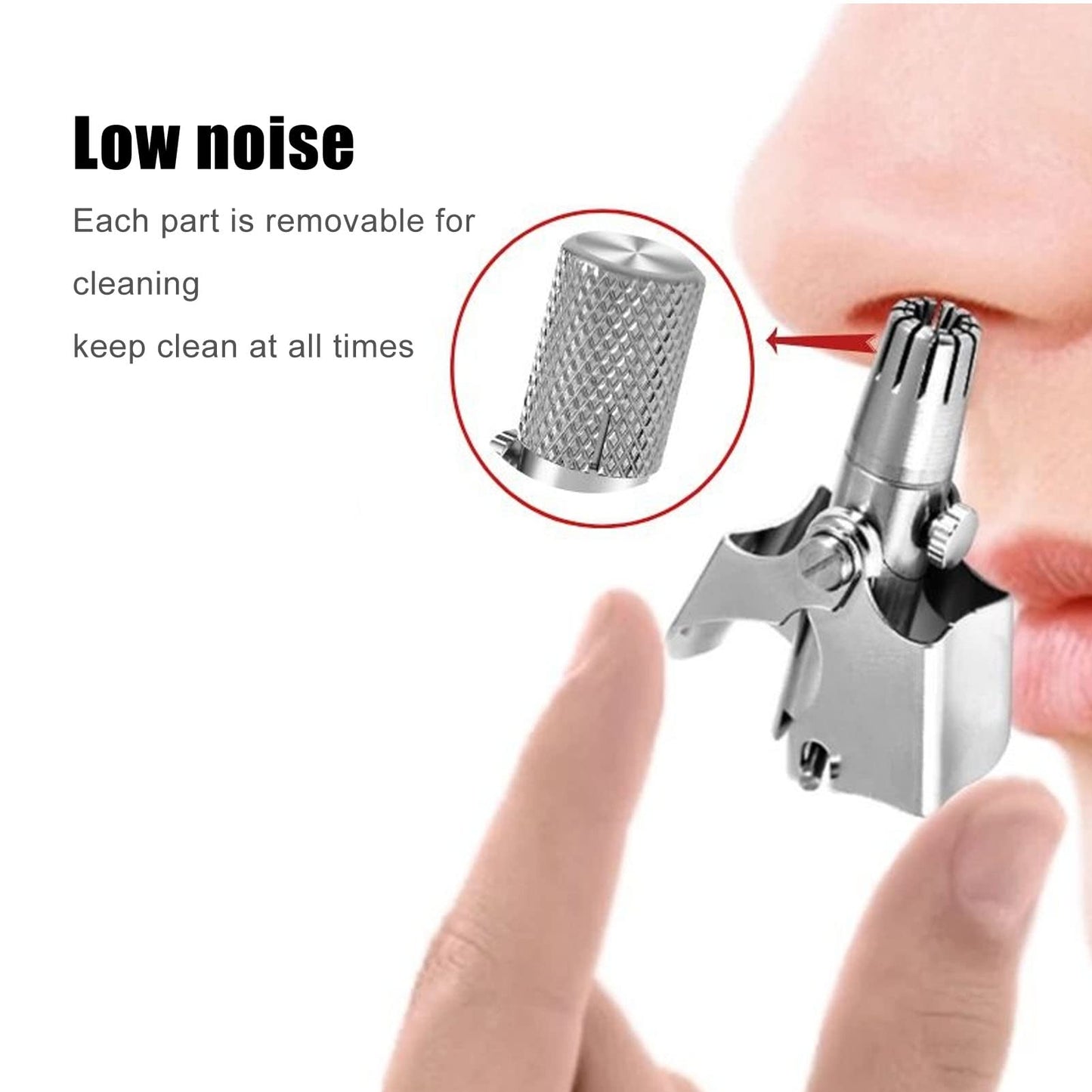 OVAQUIXI Manual Nose Hair Trimmer, Safe Quiet 360 Degree Grooming Tool for Men Home Travel Stainless Steel Detachable R Shaped Round Head 1 Pack Beauty and Personal Care OVAQUIXI