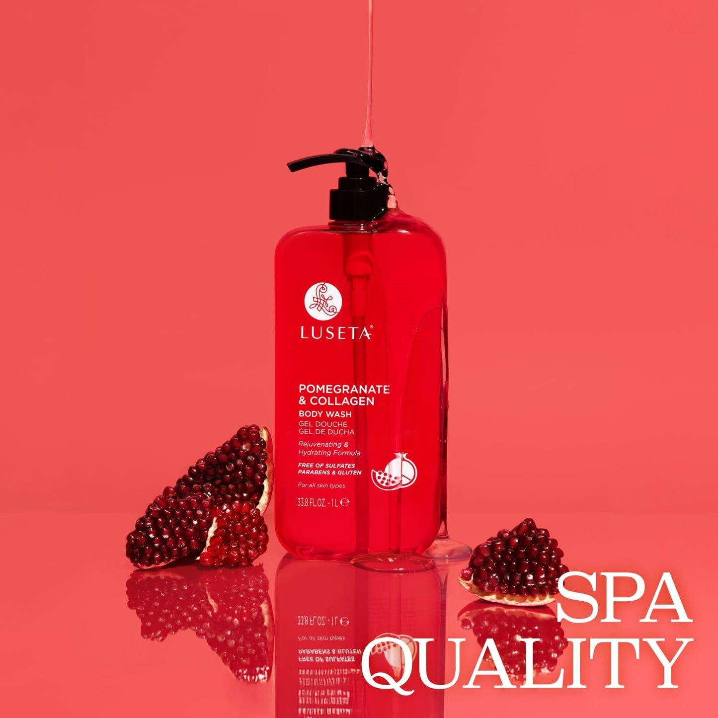 Luseta Pomegranate & Collagen Body Wash Rejuvenating Shower Gel Body Cleanser for All Skin Types Moisturizing and Hydrating Dry Skin 33.8oz Beauty & Personal Care L LUSETA