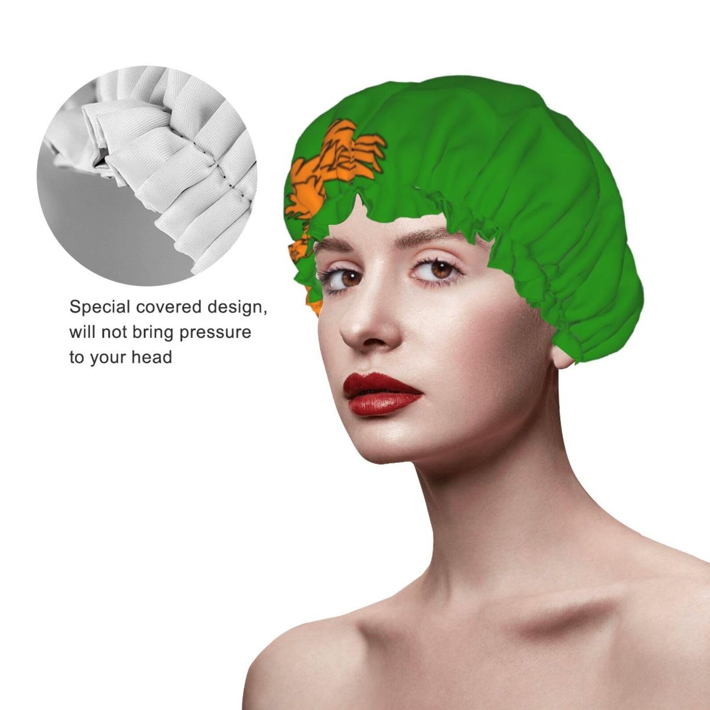 Zambia Flag Prints Shower Cap Double Layer Lined Waterproof Bathing Shower Hat Beauty and Personal Care Hayyett