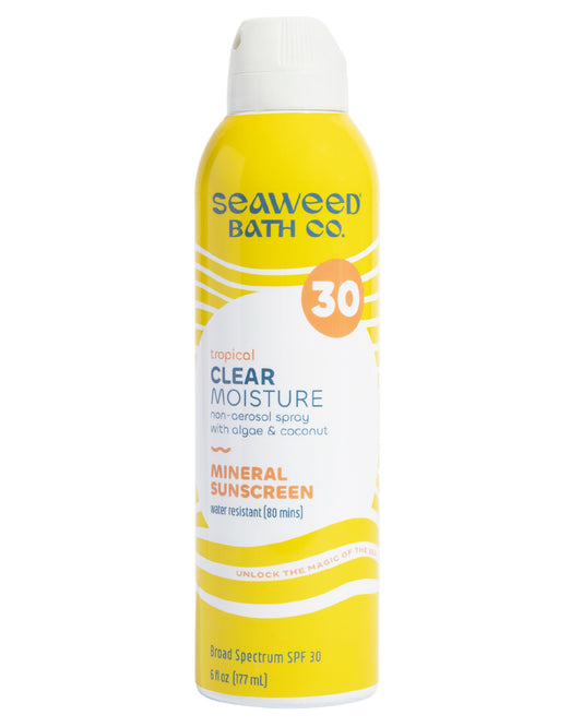 Seaweed Bath Co. Clear Moisture Mineral SPF 30 Broad Spectrum Sunscreen Spray, 6 Ounce, Sustainably Harvested Seaweed, Algae, Coconut Beauty & Personal Care The Seaweed Bath Co.