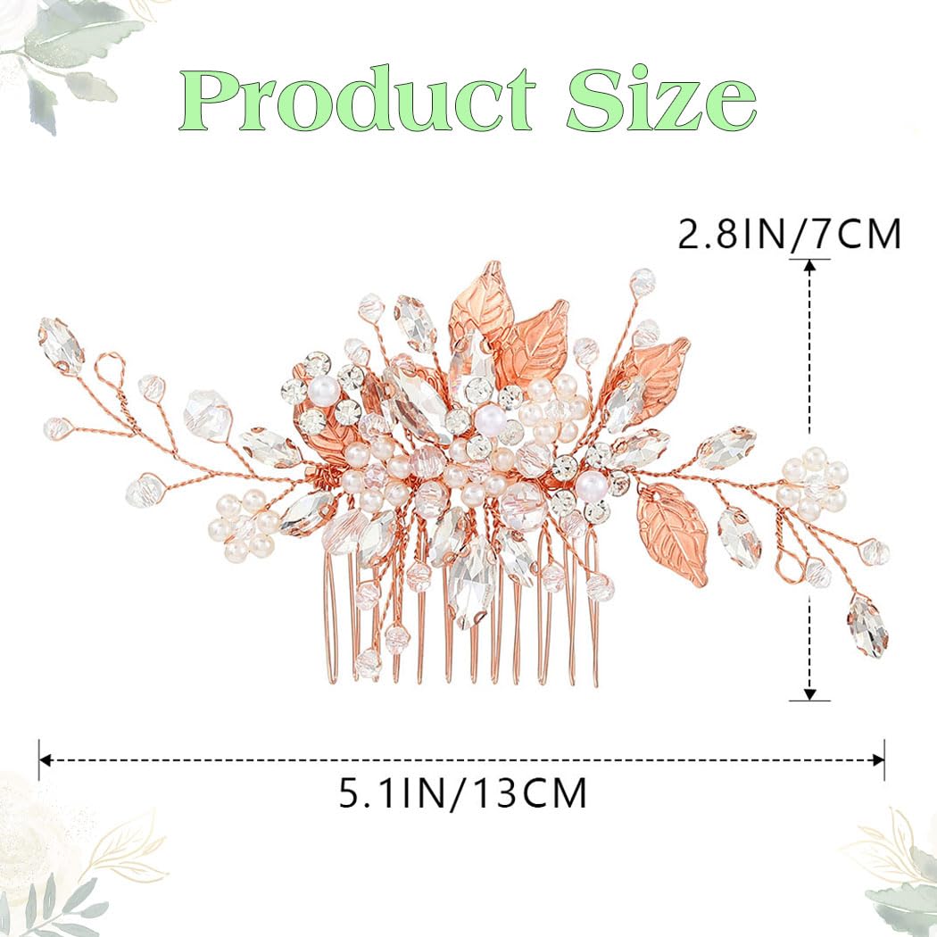 JEAIRTS Crystal Hair Comb Bridal Pearl Headpiece Wedding Hair Accessories for Women