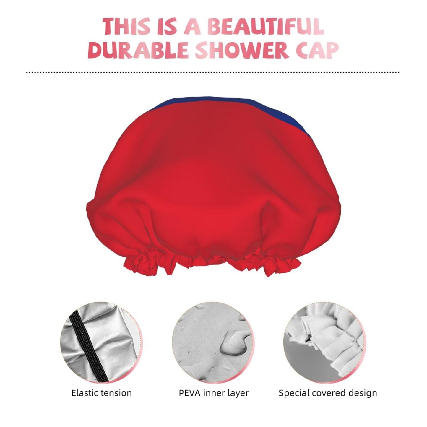 Liechtenstein Flag Prints Shower Cap Double Layer Lined Waterproof Bathing Shower Hat Beauty and Personal Care Hayyett