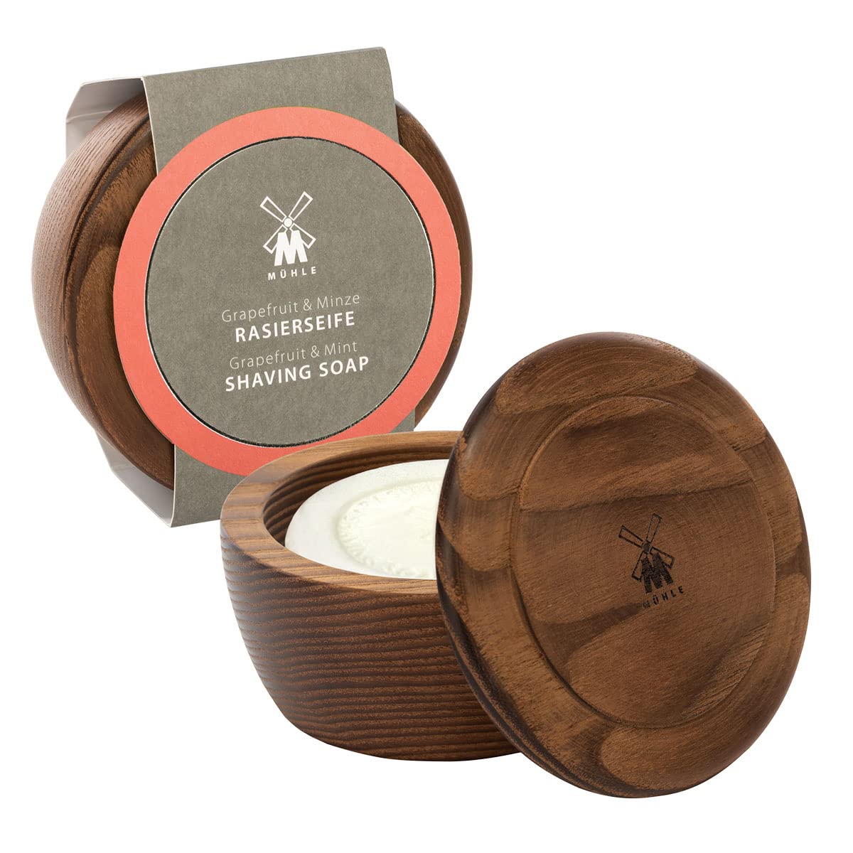 MÜHLE Wooden Bowl With Grapefruit & Mint Shaving Soap, 65 Grams - Shave Soap for Men, Rich & Light Soap Formula, Nurturing Solid Shave Soap Lather Beauty and Personal Care MÜHLE