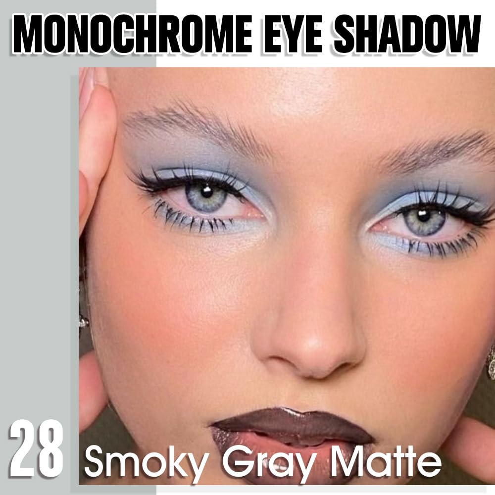 HHLTOH Dusty Grey Single Matte Eyeshadow Makeup, Neutral Powde Eye Shadow for Older Women, Smoky Gray Grey Matte Singles Eyeshadow Palette Pigmented Beauty and Personal Care HHLTOH