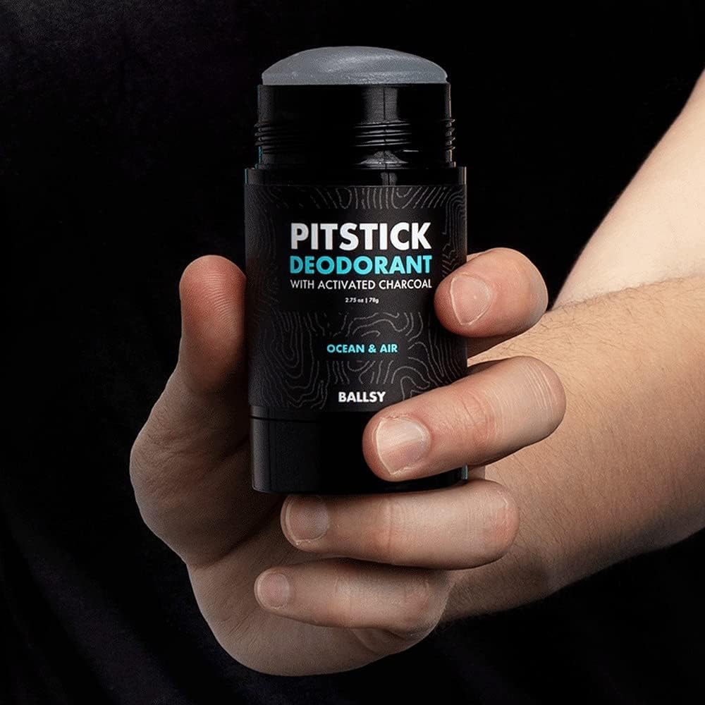 Ballsy Pitstick Activated Charcoal Deodorant - Mens Aluminum & Baking Soda-Free Underarm Deodorant w/Charcoal & Plant Based Extracts for Odor Beauty and Personal Care Ballsy