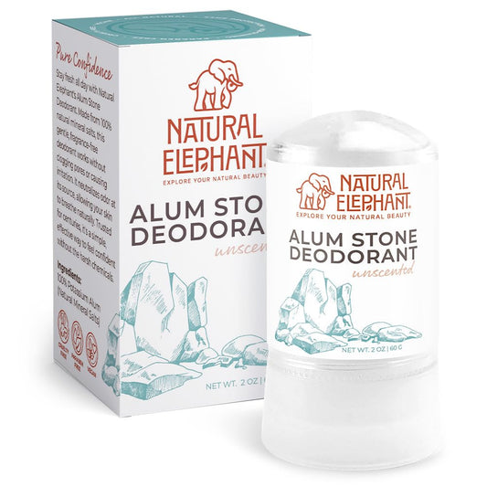 Natural Elephant Alum Stone Deodorant Stick 60g (2 oz) Natural Unscented Aluminum Free Salt Stone for Men and Women Beauty and Personal Care Natural Elephant