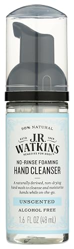 J.R. Watkins No-Rinse Foaming Hand Cleanser - Hand Soap in Pump Dispenser - Bathroom & Kitchen Foam Cleaner - All Natural, Alcohol Free, Unscented Beauty & Personal Care J.R. Watkins