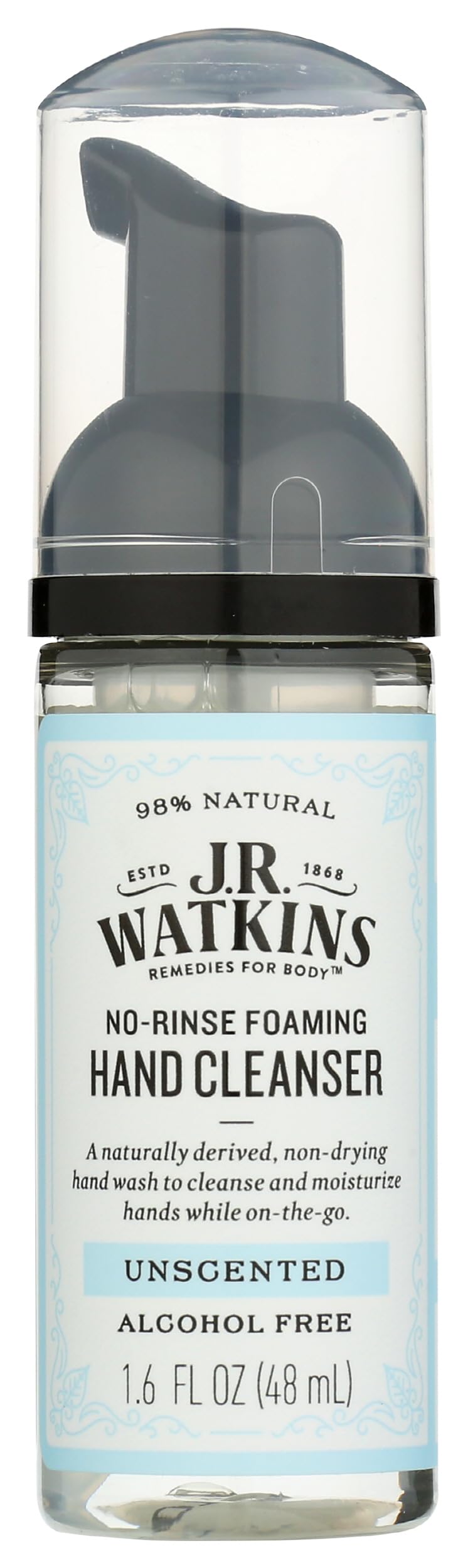 J.R. Watkins No-Rinse Foaming Hand Cleanser - Hand Soap in Pump Dispenser - Bathroom & Kitchen Foam Cleaner - All Natural, Alcohol Free, Unscented Beauty & Personal Care J.R. Watkins