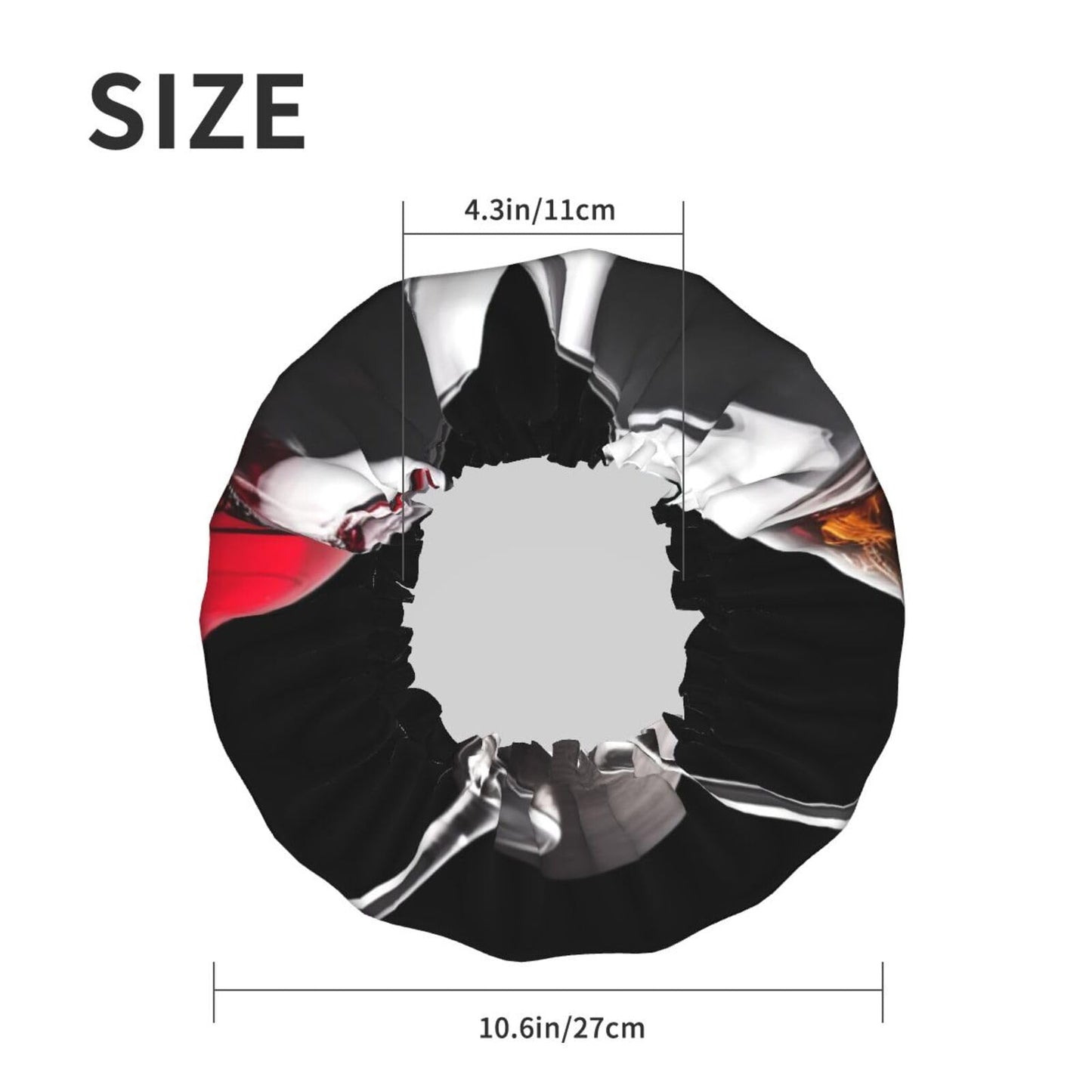Red Wine Glasses Shower Cap for Women Men Large Reusable Shower Bonnet Double-Layer Waterproof Bath Caps Elastic Band Hair Hat for All Hairstyles Beauty and Personal Care BWLHJKE