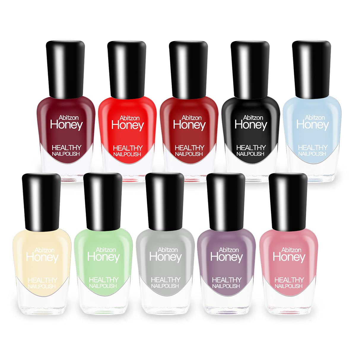 Abitzon New Nail Polish Set (10 Bottles) Non-Toxic Eco-Friendly Easy Peel Off and Quick Dry Water Based Nail Polish Beauty & Personal Care Abitzon